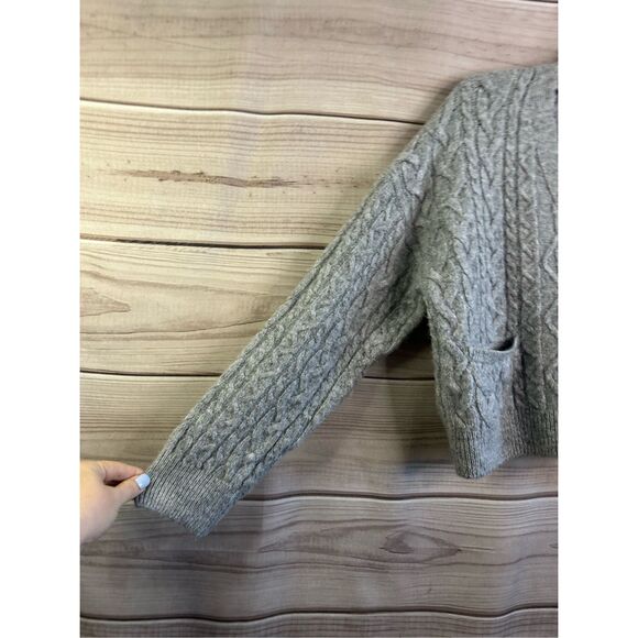 Zara Gray Tight Knit Cropped Office Cardigan Sweater Sz S Interview Business Cas - Picture 3 of 5